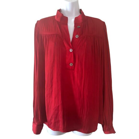 Anthropologie Red Relaxed Shimmer Blouse - Size M - Picture 1 of 5